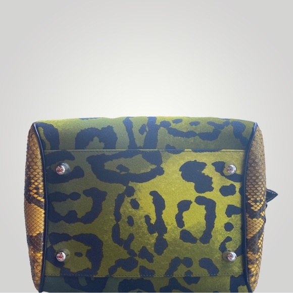 Christian Dior Green Leopard Print and Yellow SnakeSkin Gambler Bag - Picture 15 of 17